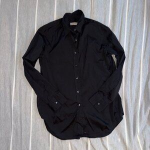 Emanuele Maffeis Cotton Collar Long Sleeve Button Down Shirt Black Size 42